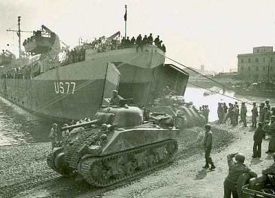 Шерман, корабли, танки, Вторая мировая война, транспортные средства, M4 Sherman - оригинальные обои рабочего стола