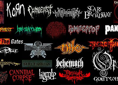 музыка, металл, Dethklok, Opeth, SOAD, Disturbed, DIMMU BORGIR, бегемот, Рок-музыка, Arch Enemy, System Of A Down, Cannibal Corpse, Pantera, дизайн логотипа - оригинальные обои рабочего стола