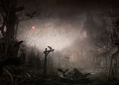 замки, туман, туман, Diablo III, средневековый - оригинальные обои рабочего стола