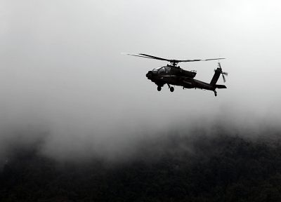 вертолеты, монохромный, транспортные средства, AH-64 Apache - оригинальные обои рабочего стола