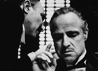 кино, Крестный отец, монохромный, Вито Корлеоне, Марлон Брандо, кадры кино - случайные обои для рабочего стола