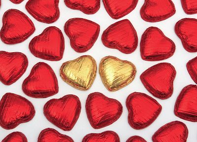 шоколад, сердца - обои на рабочий стол