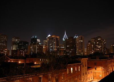 ночь, Филадельфия, город небоскребов, города - копия обоев рабочего стола