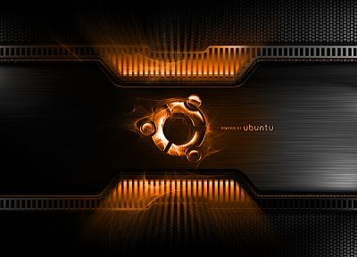 оранжевый цвет, металл, Linux, Ubuntu - оригинальные обои рабочего стола