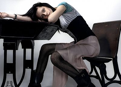 девушки, Кристен Стюарт, модели, знаменитости, стулья, столы - обои на рабочий стол