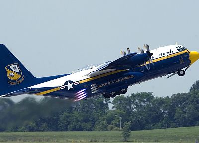 самолет, USMC, снять, С-130 Hercules, голубые ангелы - копия обоев рабочего стола
