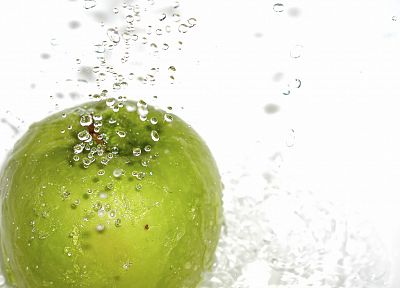 вода, зеленые яблоки - оригинальные обои рабочего стола