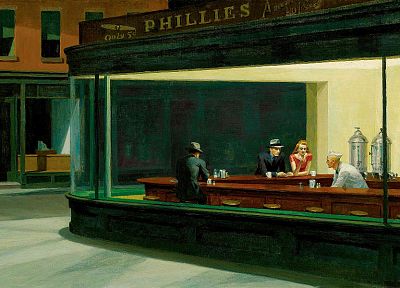 картины, Эдвард Хоппер, произведение искусства, Nighthawks в закусочной - оригинальные обои рабочего стола