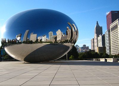 Чикаго, небоскребы, произведение искусства, небо - оригинальные обои рабочего стола