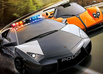 видеоигры, автомобили, полиция, Готика, гонщик, Lamborghini Reventon, Pagani Zonda Cinque, Необходимость Speed ​​Hot Pursuit, игры - похожие обои для рабочего стола
