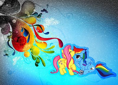 My Little Pony, Флаттершай, Рэйнбоу Дэш - оригинальные обои рабочего стола
