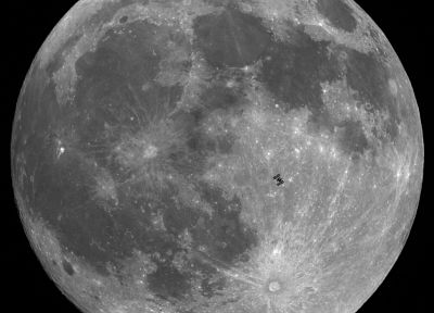 абстракции, космическое пространство, Луна, спутник, Международная космическая станция - обои на рабочий стол