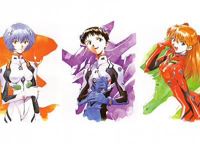 Ayanami Rei, Neon Genesis Evangelion (Евангелион), Аска Лэнгли Сорю - оригинальные обои рабочего стола
