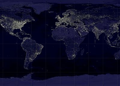 ночь, карта мира - копия обоев рабочего стола