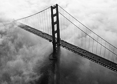 города, Мост Золотые Ворота, Калифорния, Сан - Франциско, монохромный - похожие обои для рабочего стола