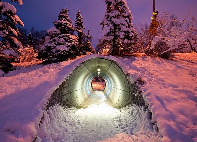 свет, зима, снег, тоннели - случайные обои для рабочего стола