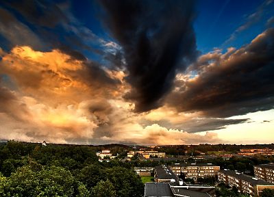 облака, HDR фотографии, небо, города - случайные обои для рабочего стола