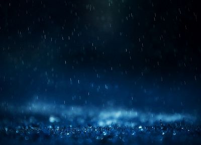 синий, дождь, монохромный, земля - обои на рабочий стол