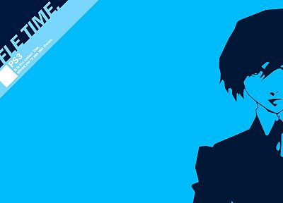 синий, Персона серии, Persona 3, простой фон, Arisato Минато - копия обоев рабочего стола